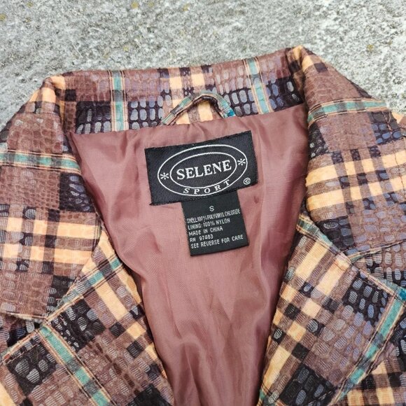 Selene Sport Women Blazer Jacket Brown Snake Skin Pattern Coat Size S - Picture 9 of 13